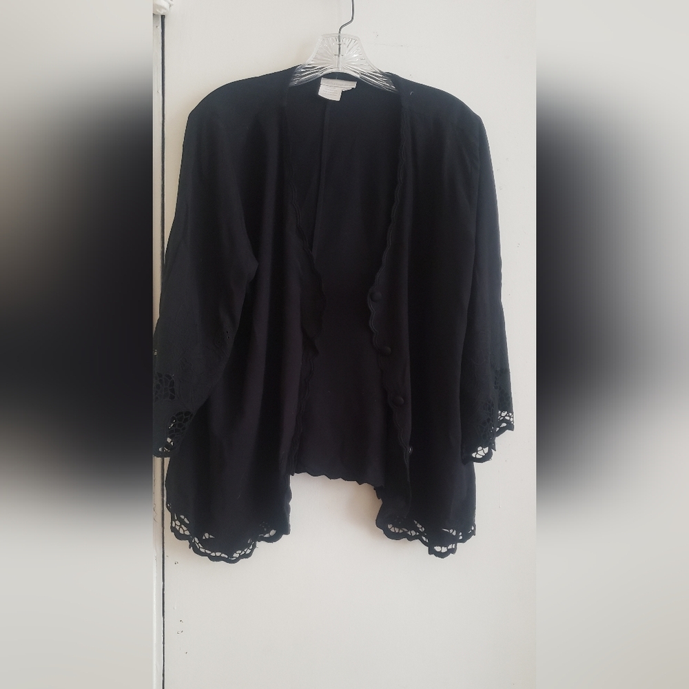 Black Unstructured Jacket With Eyelet Details